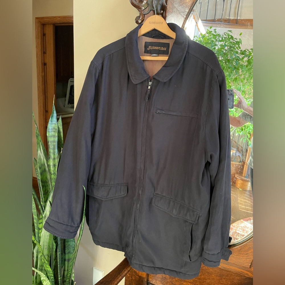 Men’s Black Pea Coat St. John’s Bay LT